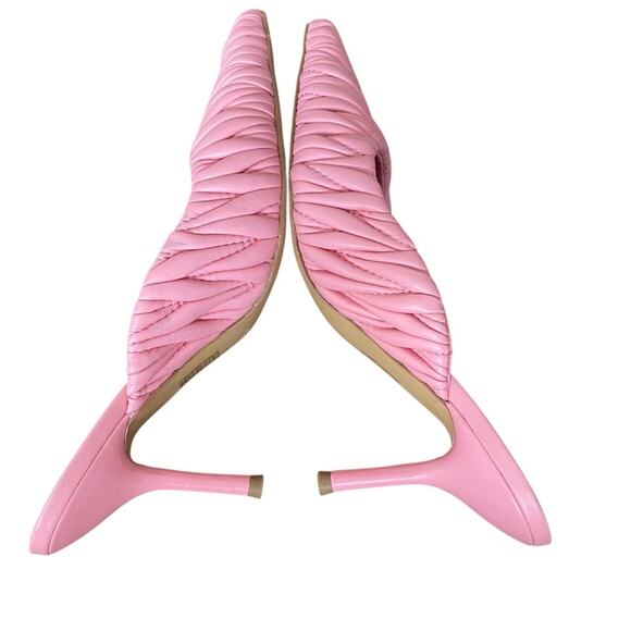 Jeffrey Campbell Copin Pleated Padded Mid Heel Pink Leather Mule size 9 NWOB - Picture 9 of 12